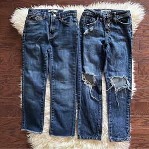 Set of 2 Size 10 Medium Wash High Rise Ankle Denim Jeans-Distressed YMI & Levi’s